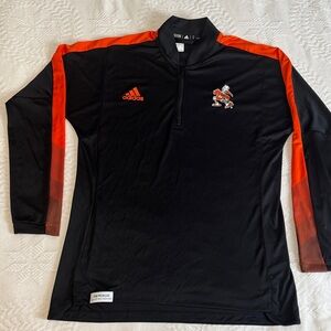 Miami Hurricanes Adidas Black and Orange Long Sleeve quarter zip